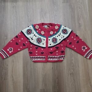 Vtg Ivy Wmns Maximalist Knit Cardigan Sweater M Art Colorful Western Cozy Retro